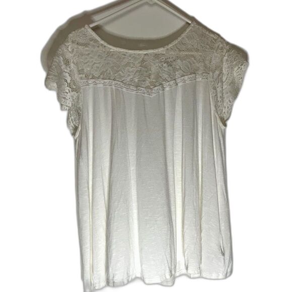 Torrid Super Soft Knits Off White Cottagecore Bohochic Lace Cap Sleeve Blouse 1X - Picture 1 of 5